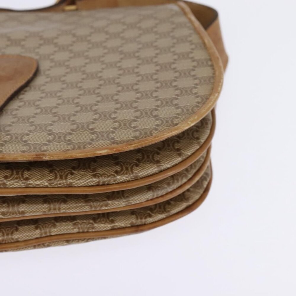 Authentic CELINE Macadam Canvas Shoulder Bag PVC Beige Gold - Picture 3 of 16